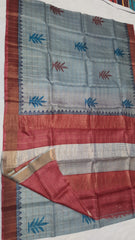 Tussar Silk Hand Block Pirnt Saree