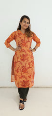 Pure linen kurti digital print