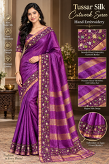 Tussar Silk cutwork saree