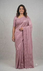 Pure tussar cutwork design embroidery silk 3