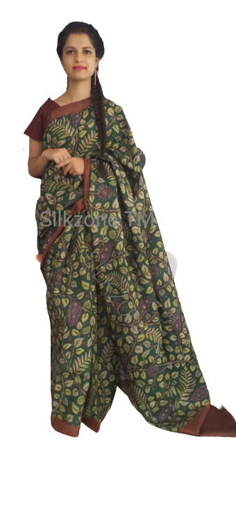 Tussar Kalamkari Hand pinted Saree