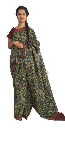 Tussar Kalamkari Hand pinted Saree