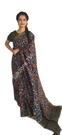 Tussar Kalamkari hand pinted saree