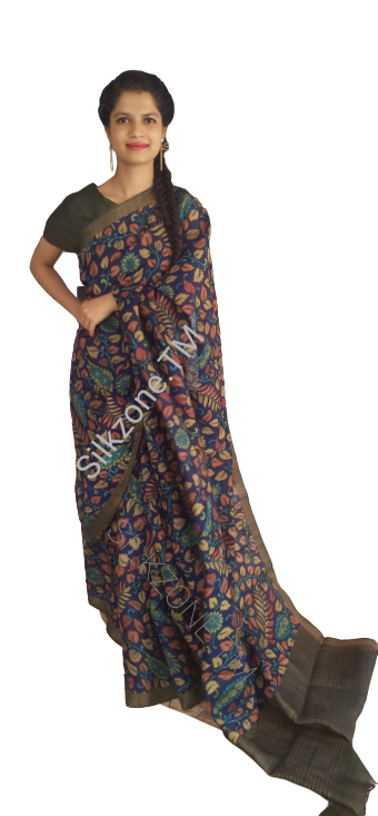 Tussar Kalamkari hand pinted saree