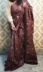 Tussar silk embroidery saree SILK ZONE