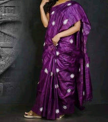 Tussar silk embroidery saree SILK ZONE