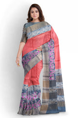 Pure Tussar Silk print saree