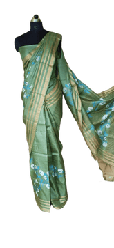 Pure Tussar Silk print saree