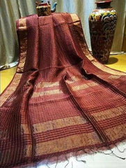 Plain linen saree silkzon.in