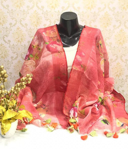 Linen digital print dupatta