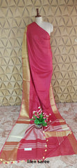 Linen plain saree SILK ZONE