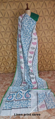Pure linen print saree SILK ZONE