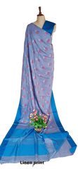 Pure linen print saree SILK ZONE