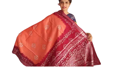 Khadi linen batik print saree