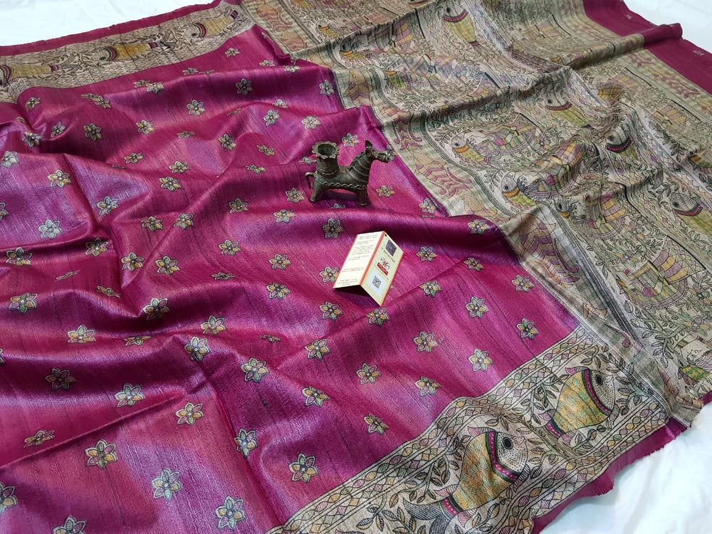 TUSSAR SILK PRINT SAREE