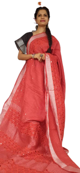 Linen cutwork design saree SILK ZONE