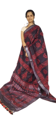 Khadi linen batik printed saree SILK ZONE