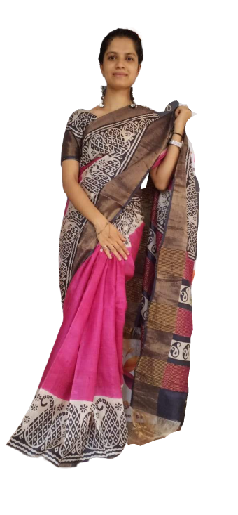 Pure Tussar Silk print saree
