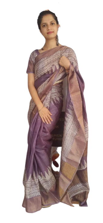 Tussar silk printed saree