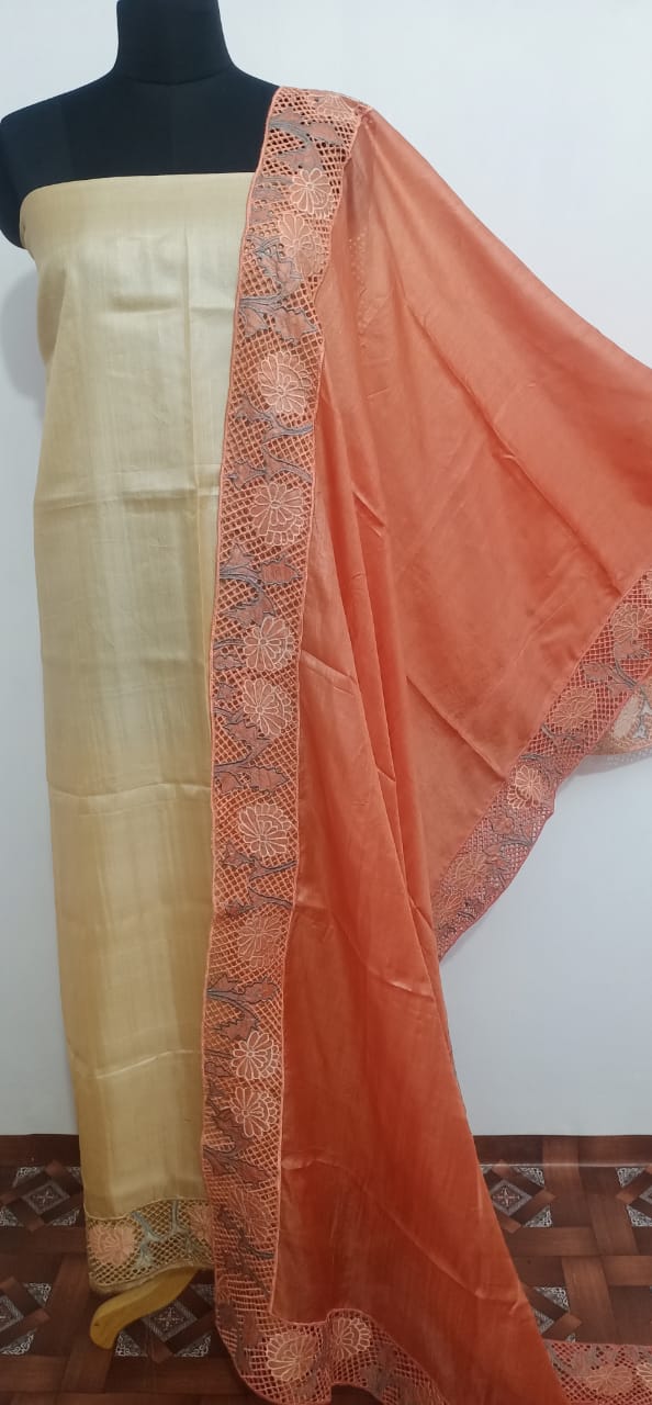 Tussar Silk Hand Cutwork Suit SILK ZONE