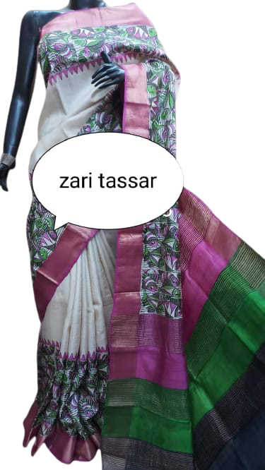 TUSSAR SILK PRINT SAREE