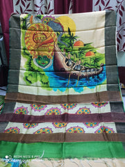 TUSSAR SILK PRINT SAREE