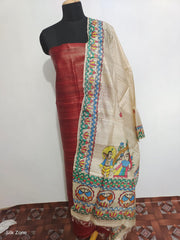 Tussar Ghicha Silk Top And Madhubani Hand Penting Dupatta SILK ZONE
