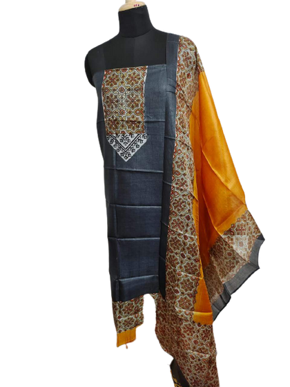 Tussar Silk Hand Block Print Suit