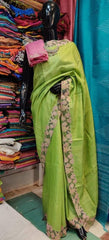 Tussar silk cut work design saree SILK ZONE