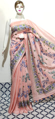 Organza linen embroidery saree SILK ZONE