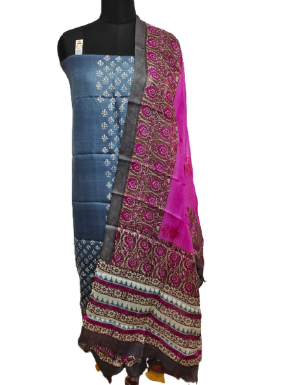 Tussar Silk Hand Block Print Suit