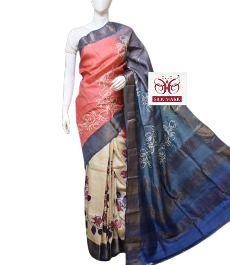 Pure tussre silk print saree SILK ZONE