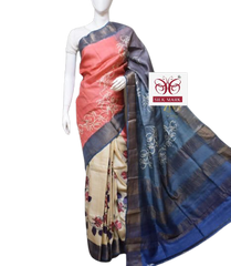 Pure tussre silk print saree SILK ZONE