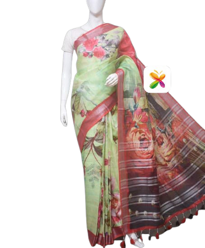 PURE LINEN DIGITAL PRINT SAREE