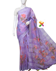 PURE LINEN DIGITAL PRINT SAREE SILK ZONE