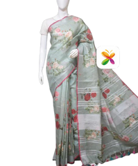 PURE LINEN DIGITAL PRINT SAREE SILK ZONE