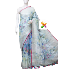 PURE LINEN DIGITAL PRINT SAREE SILK ZONE