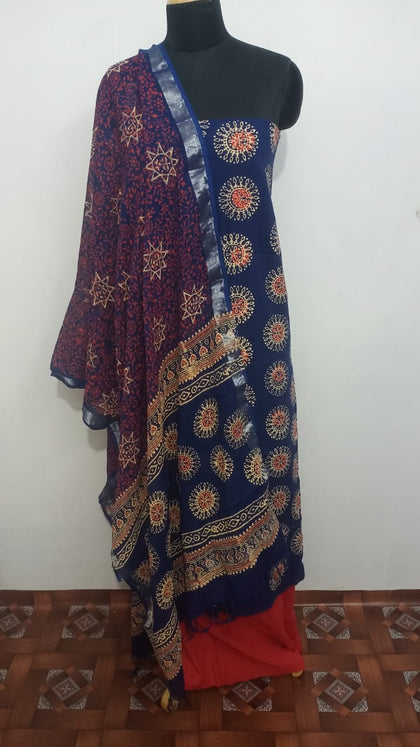 Cotton linen bagru print suit