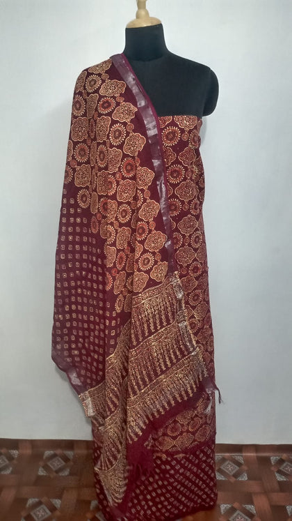 Cotton linen bagru print suit