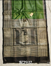 Tussar Ghicha Silk Madhubani Print Saree