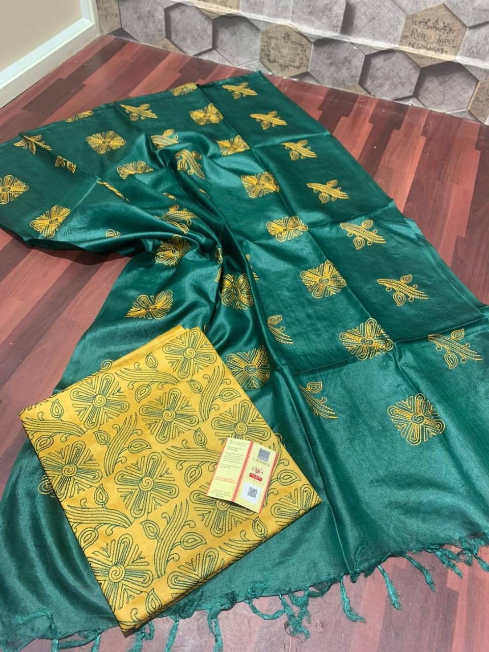 TUSSAR SILK EMBROIDERY SUIT SILK ZON