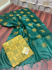 TUSSAR SILK EMBROIDERY SUIT SILK ZON
