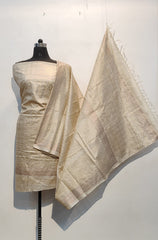 Pure tussar khadi print suit