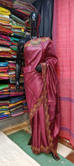 Tussar cutwork embroidery saree