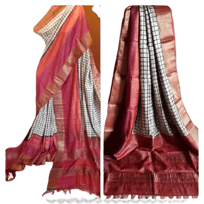 Pure Tussur silk print saree
