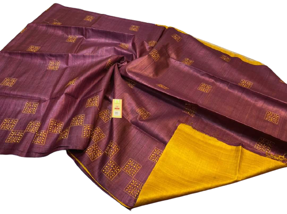 Tussar Desi Kora Silk Saree M J HANDLOOM