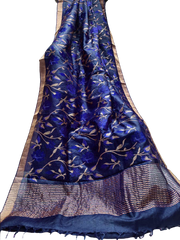 Silk Linen Embroidery Saree M J HANDLOOMS