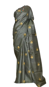 Ghicha Tussar Silk Hand Embroidery Saree M J HANDLOOMS