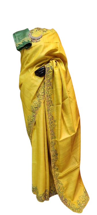 Tussar Silk Hand Embroidery Cutwork SILKZONE