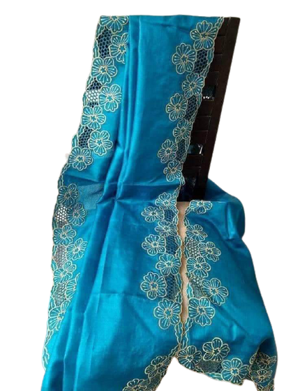 Tussar silk cutwork saree